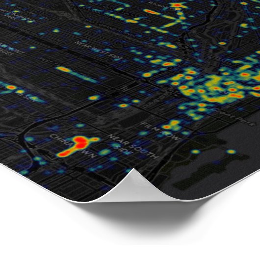 Dark Chicago Reflection Heatmap Poster (Ecke)