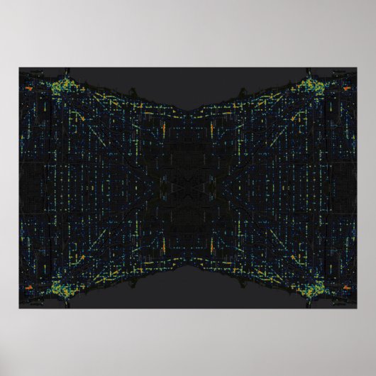 Dark Chicago Reflection Heatmap Poster (Vorne)