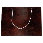 Dark Chocolate Brown Leather Große Geschenktüte (Vorderseite)