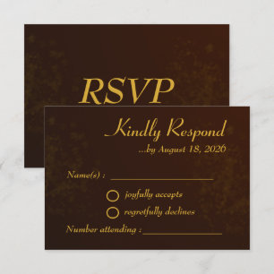 Dark Chocolate Brown Wedding RSVP Karte
