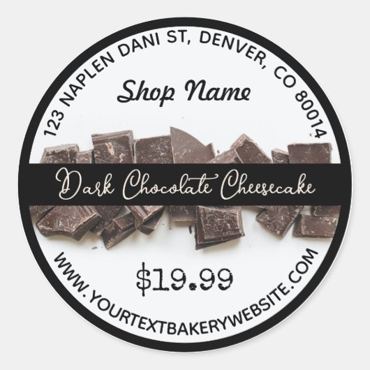 Dark Chocolate Cheesecake Bäckerei Round Sticker (Vorderseite)