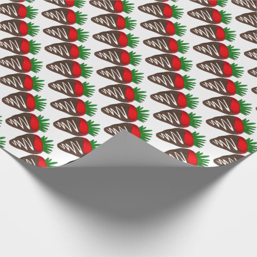 Dark Chocolate Dipped Strawberries Valentinstag Geschenkpapier (Ecke)