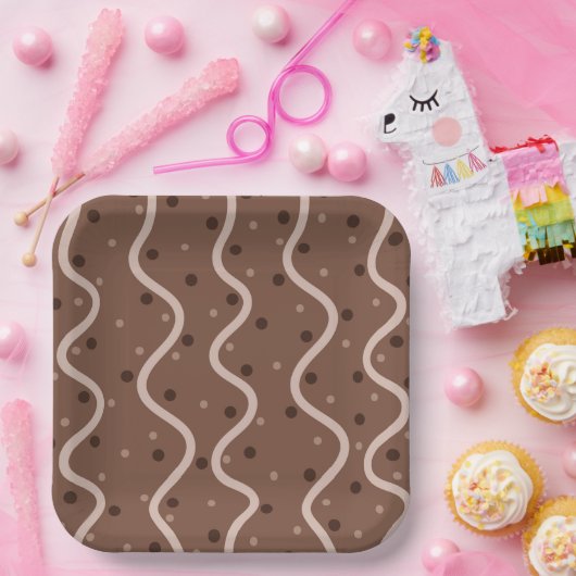 Dark Chocolate Drizzle and Sprinkles Pattern Pappteller (Party)