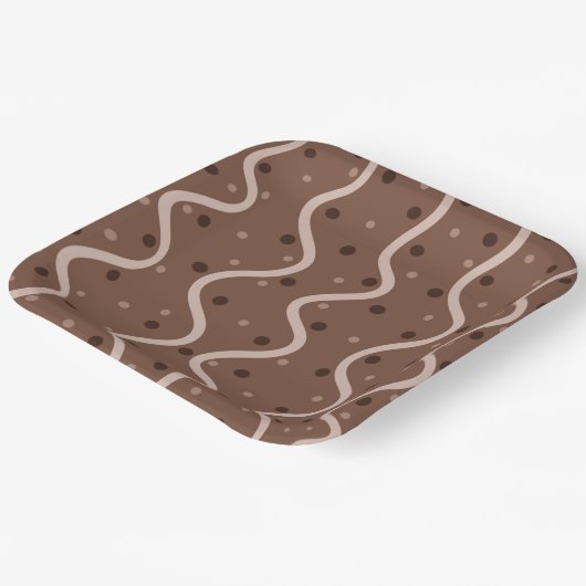 Dark Chocolate Drizzle and Sprinkles Pattern Pappteller (Gewinkelt)