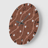 Dark Chocolate Heart Speckled Pattern Große Wanduhr (Winkel)