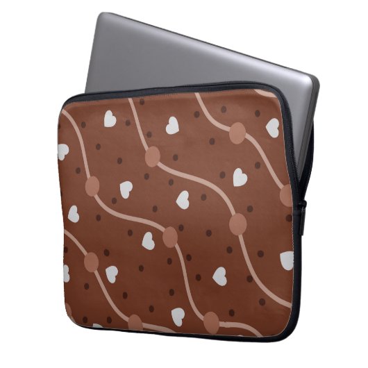 Dark Chocolate Heart Speckled Pattern Laptopschutzhülle (Vorderseite Links)