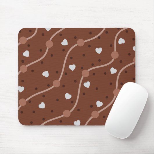 Dark Chocolate Heart Speckled Pattern Mousepad (Mit Mouse)