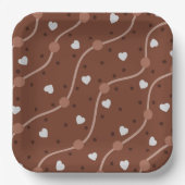 Dark Chocolate Heart Speckled Pattern Pappteller (Vorderseite)