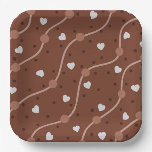 Dark Chocolate Heart Speckled Pattern Pappteller