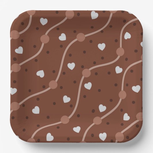 Dark Chocolate Heart Speckled Pattern Pappteller (Vorderseite)