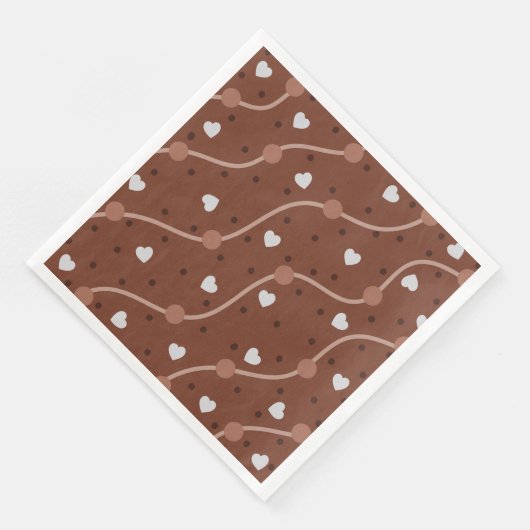 Dark Chocolate Heart Speckled Pattern Serviette (Ecke)