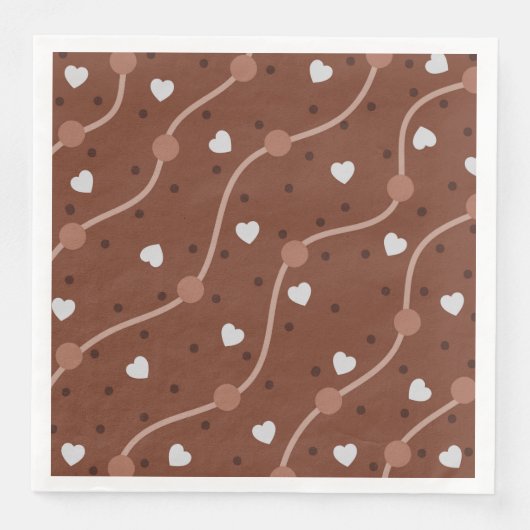 Dark Chocolate Heart Speckled Pattern Serviette (Vorderseite)