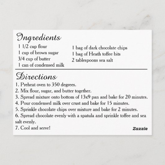 Dark Chocolate Toffee Bars Postkarte (Rückseite)