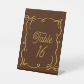 Dark Chocolate Wedding Tischnummer Acrylic Sockelschild (Vorderseite)