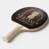 Dark Chopping Block Pineapple Wedding Arch & Name Tischtennis Schläger (Vorderseite)