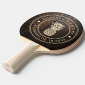 Dark Chopping Block Pineapple Wedding Crest & Name Tischtennis Schläger (Vorderseite)
