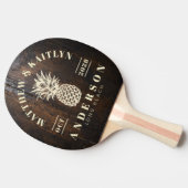 Dark Chopping Block Tropical Pineapple Wedding Tischtennis Schläger (Seitenansicht)