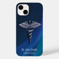 Dark Chrome Holographic 3D Medical Caduceus