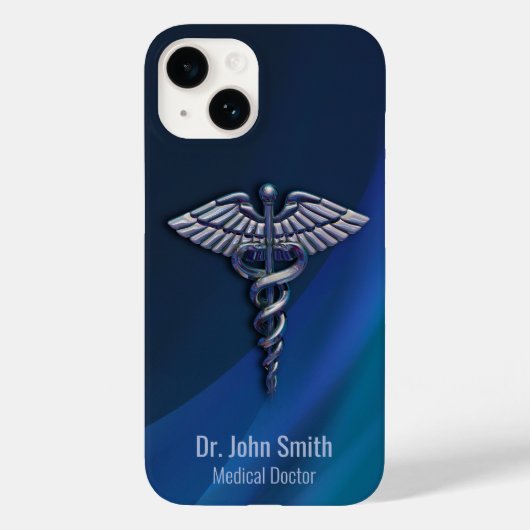Dark Chrome Holographic 3D Medical Caduceus Case-Mate iPhone Hülle (Rückseite)