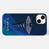 Dark Chrome Holographic 3D Medical Caduceus Case-Mate iPhone Hülle (Rückseite (Horizontal))