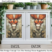 Dark Circus Queen Hearts Harlequin DZ2R Decoupage Seidenpapier
