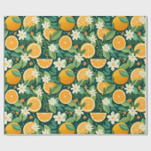Dark Citrus Grove Floral Gift Geschenkpapier (Flach)