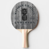 Dark Clean Gray Tropical Pineapple Wedding Crest Tischtennis Schläger (Vorderseite)