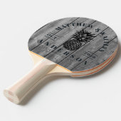 Dark Clean Gray Tropical Pineapple Wedding Crest Tischtennis Schläger (Vorderseite)