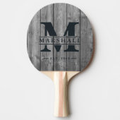 Dark Clean Gray Wood Monogram & Name Overlay Tischtennis Schläger (Vorderseite)