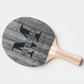 Dark Clean Gray Wood Monogram & Name Overlay Tischtennis Schläger (Seitenansicht)