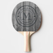 Dark Clean Gray Wood Wedding Monogram Tischtennis Schläger (Vorderseite)