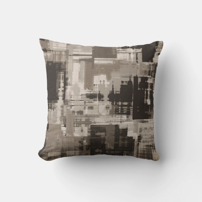 Dark Coffee Brown Abstrakt Trendy Kissen (Vorderseite)