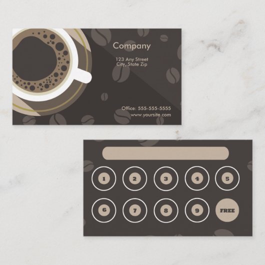 Dark Coffee Shop Loyalty Card Treuekarte (Vorne/Hinten)