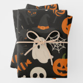 Dark colored wrapping paper with Halloween-themed  Geschenkpapier Set (Beispiel)