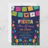 Dark Colorful Talavera Mexican Fiesta Birthday Einladung (Vorderseite)