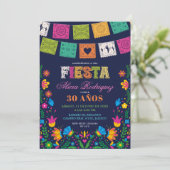 Dark Colorful Talavera Mexican Fiesta Birthday Einladung (Stehend Vorderseite)