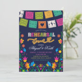 Dark Colorful Talavera Mexican Reheasal Dinner Einladung (Stehend Vorderseite)