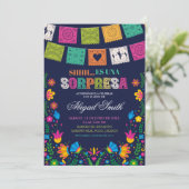 Dark Colorful Talavera Mexican SORPRESA Birthday Einladung (Stehend Vorderseite)