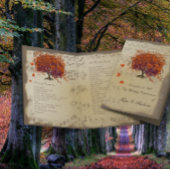 Dark Coral Heart Leaf Tree Hochzeitsprogramm