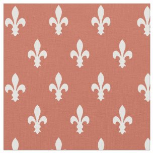 Dark Coral Viktorianisch Fleur de Lys Fabric Stoff