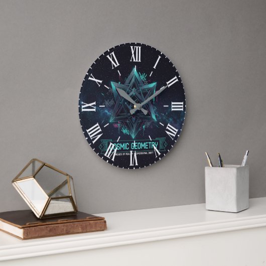 Dark Cosmic Geometry Galactic Space Roman Wall Clo Große Wanduhr (Büro)