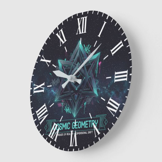 Dark Cosmic Geometry Galactic Space Roman Wall Clo Große Wanduhr (Winkel)