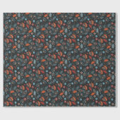 Dark Cosy Woodland Floral Botanic Geschenkpapier (Flach)