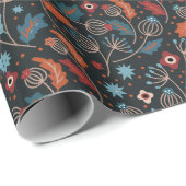 Dark Cosy Woodland Floral Botanic Geschenkpapier (Rolleneckpunkt)