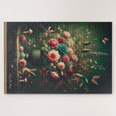 Dark Cotattcore Floral Bunny Mushroom Bouquet Puzzle (Horizontal)