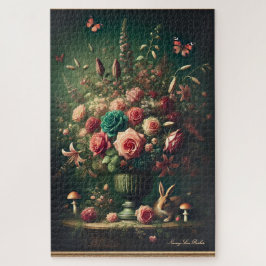 Dark Cotattcore Floral Bunny Mushroom Bouquet Puzzle