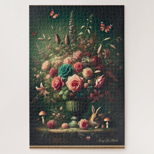 Dark Cotattcore Floral Bunny Mushroom Bouquet Puzzle (Vertikal)