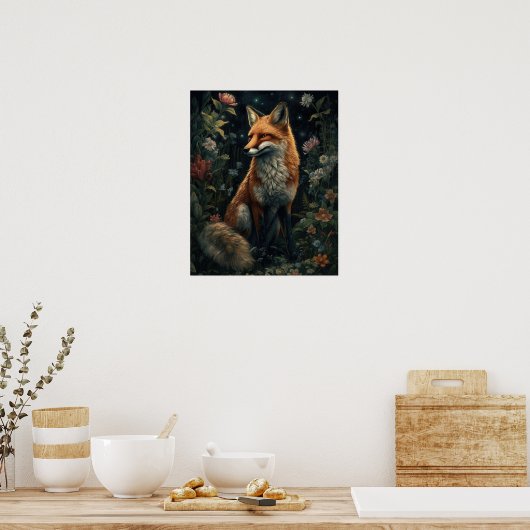 Dark Cotattcore Red Fox Art Print Poster (Küche)