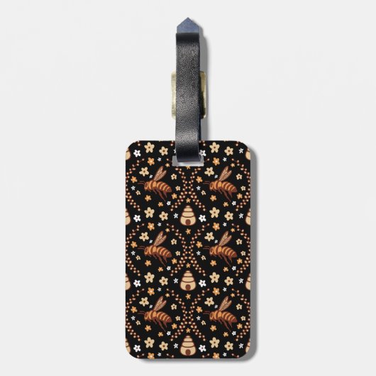 Dark Cotgattcore Bees & Beehive Botanic Gepäckanhänger (Rückseite vertikal)