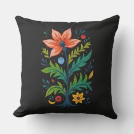 Dark Cottagecore Folk Art Floral Tree Botanical Kissen